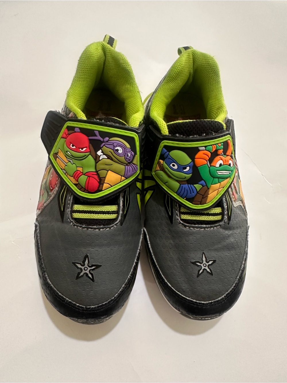 Nickelodeon Ninja Turtles Gray and Lime Kids Velcro Sneakers